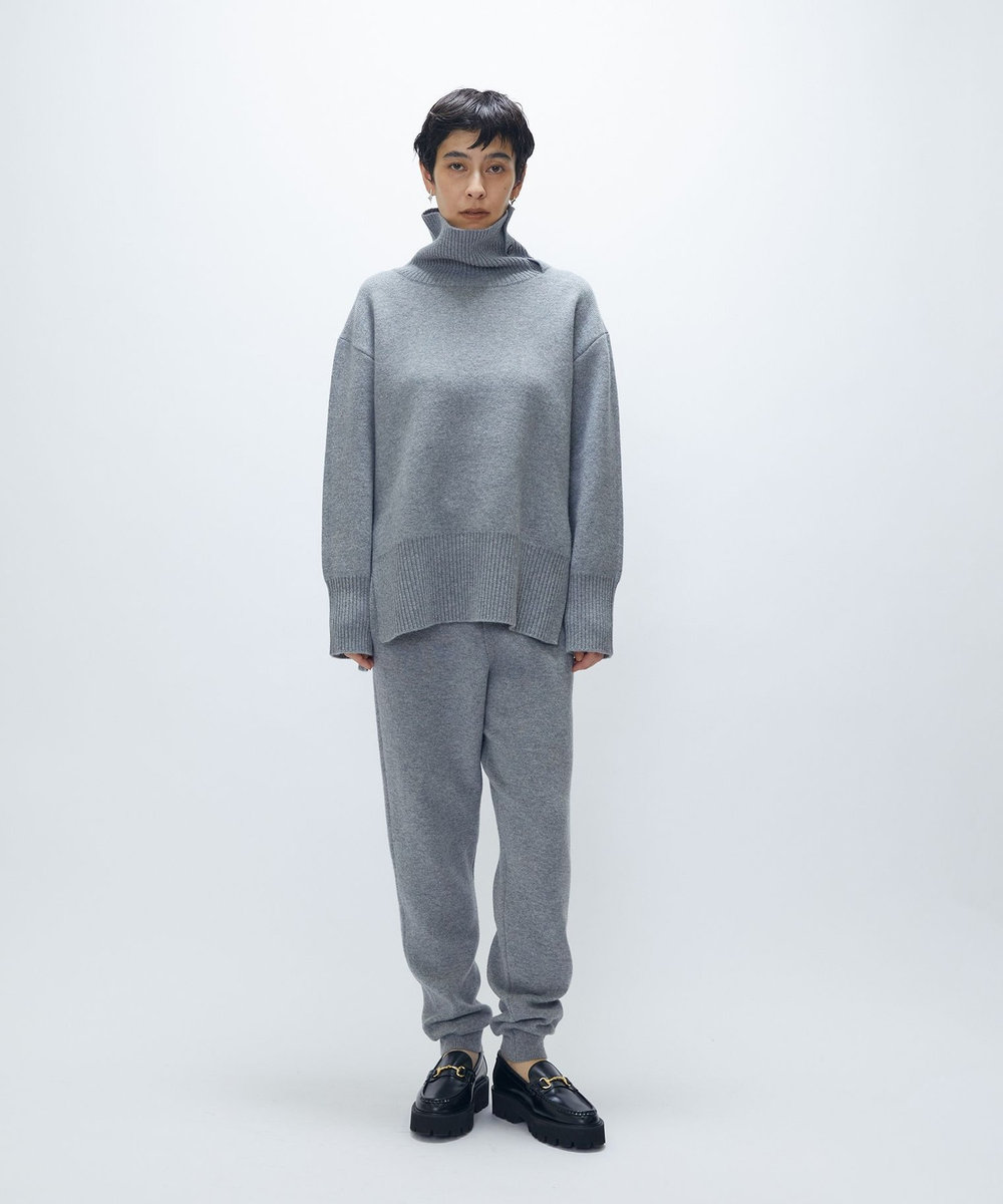 1er Arrondissement ウールカシミアダブルフェイスボトルネックニット ライトグレー
