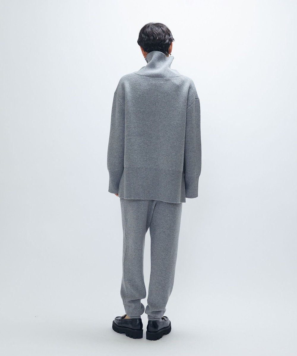 1er Arrondissement ウールカシミアダブルフェイスボトルネックニット ライトグレー