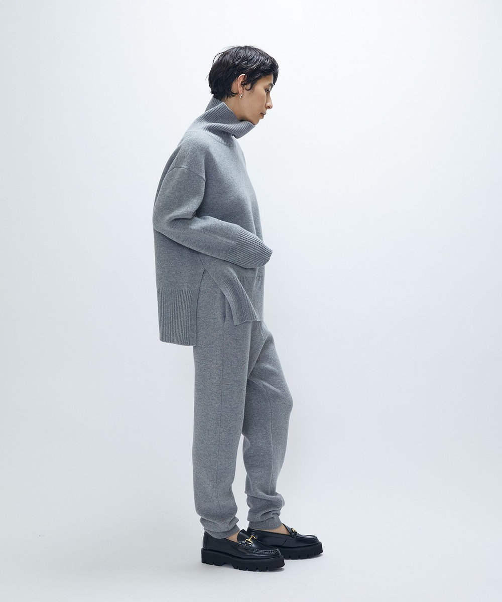 1er Arrondissement ウールカシミアダブルフェイスボトルネックニット ライトグレー