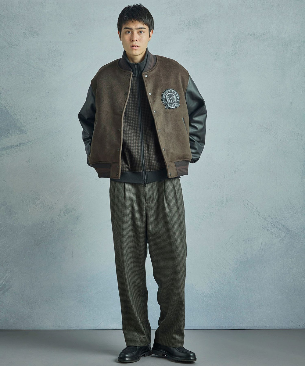 MEN'S BIGI 【50th Anniv . 中田 慎介】 WOOL HOUND'S TOOTH WIDE PANTS ブラウン