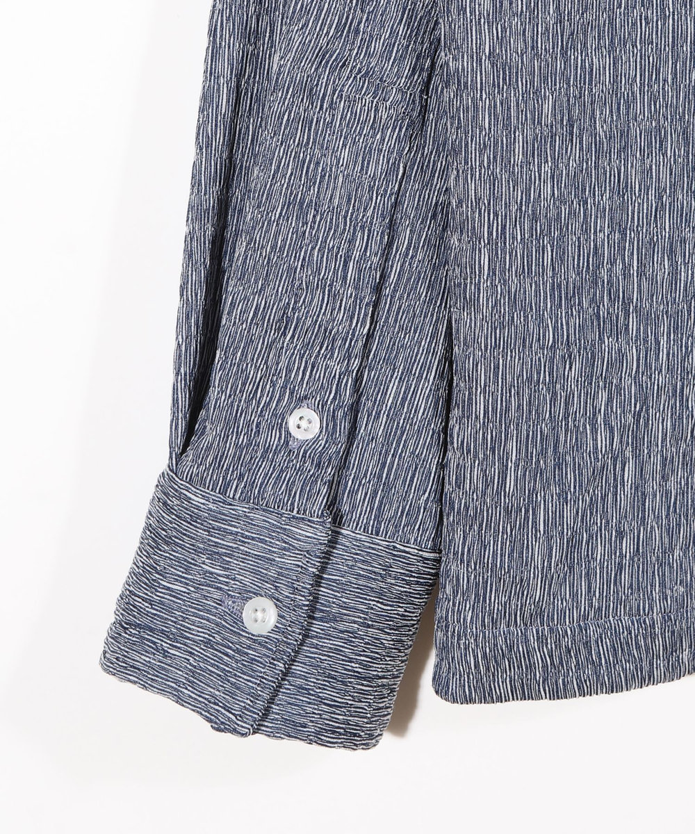 MEN'S BIGI シャーリング楊柳 シャツブルゾン＜ストレッチ＞ ネイビー