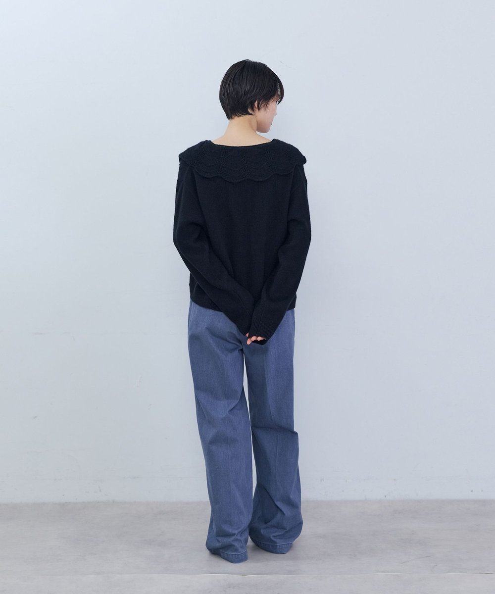 ADIEU TRISTESSE スカラップカラーニットカーディガン ブラック