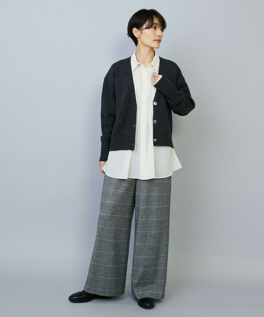MOGA WOOLEN×AMOSSA Vネック配色カーディガン グレー系その他