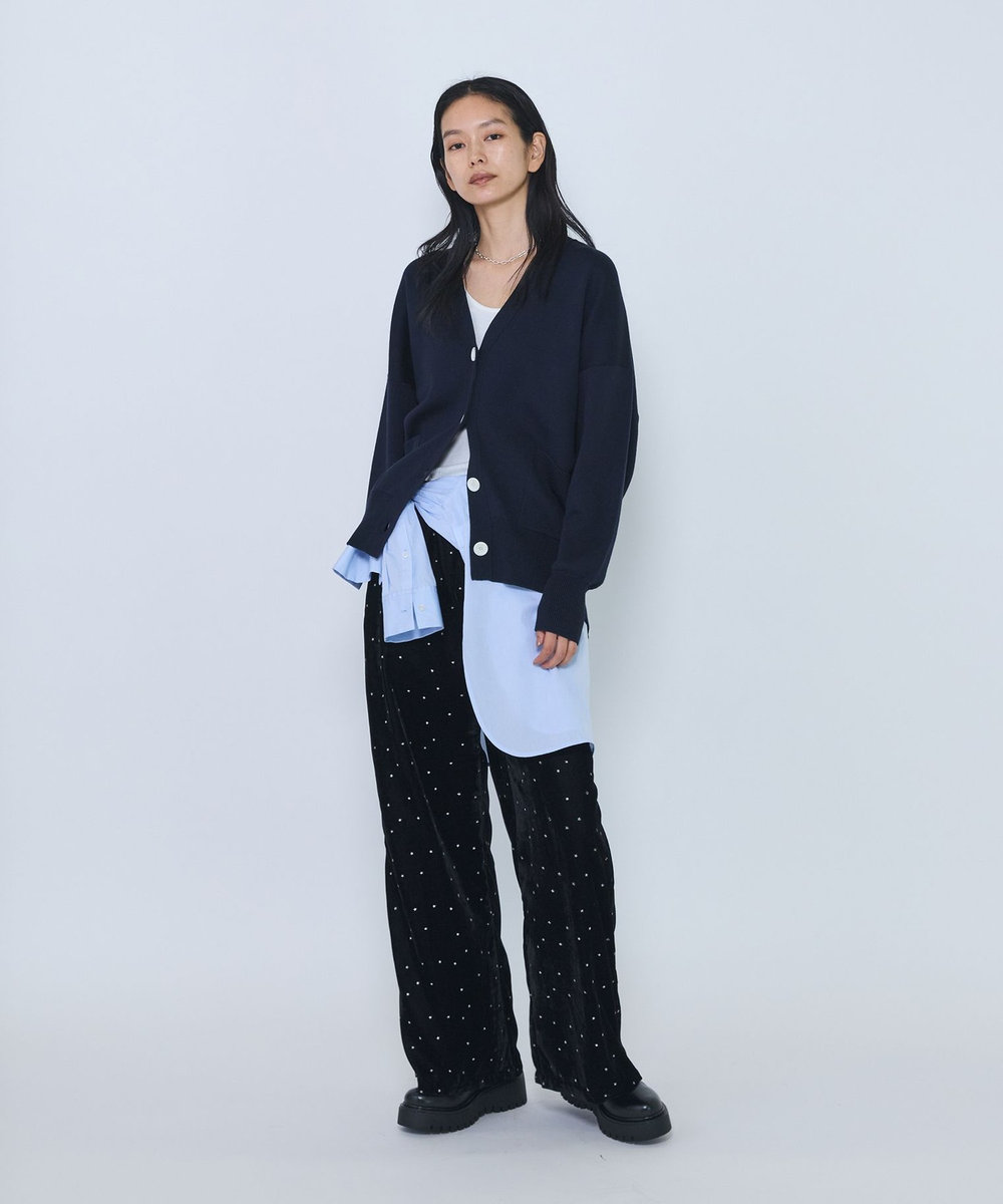 1er Arrondissement ＜COUTURE D'ADAM/クチュール ド アダム＞"Stardust Glitter Velvet Easy Wide Pant"イージーパンツ ブラック