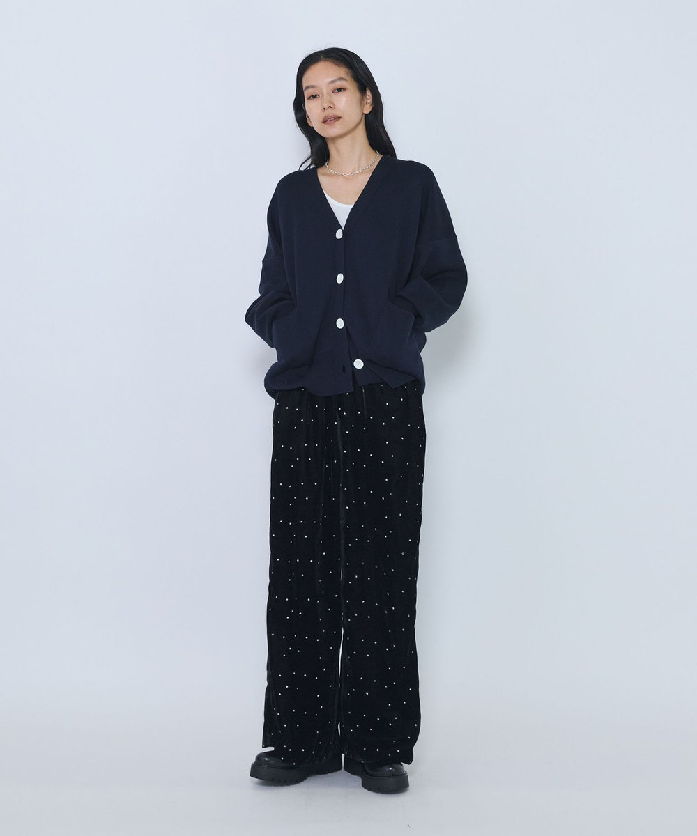 1er Arrondissement ＜COUTURE D'ADAM/クチュール ド アダム＞"Stardust Glitter Velvet Easy Wide Pant"イージーパンツ ブラック