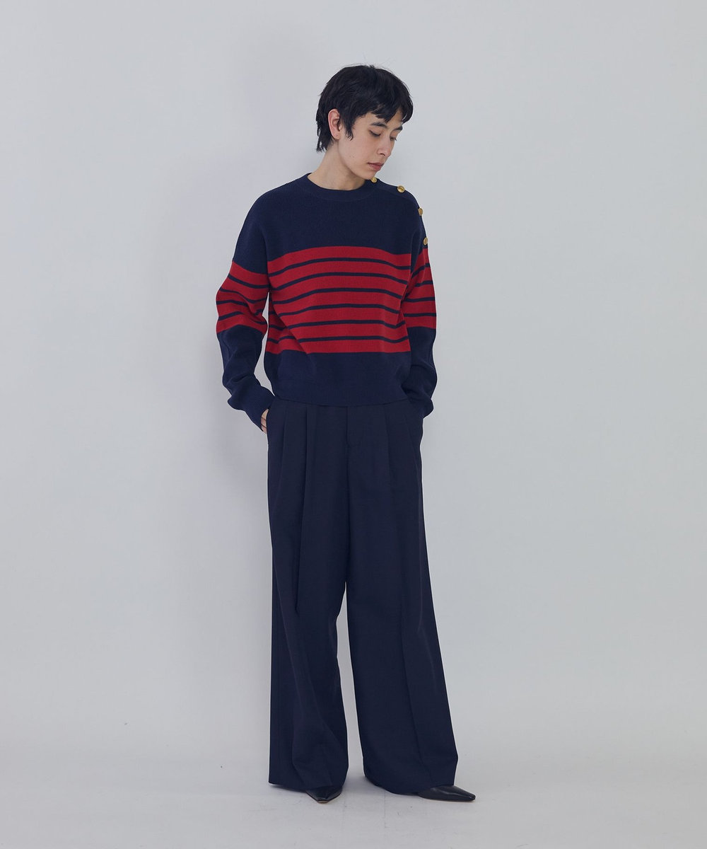 1er Arrondissement ツイルワイドトラウザー ネイビー
