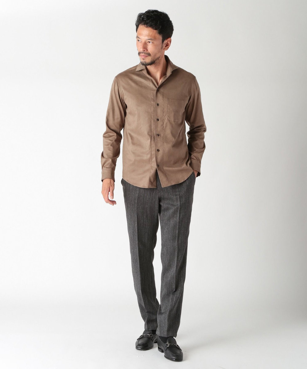 MEN'S BIGI コマスエードストレッチシャツ ブラウン