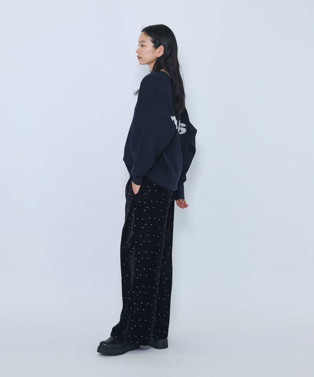 1er Arrondissement ＜COUTURE D'ADAM/クチュール ド アダム＞"Stardust Glitter Velvet Easy Wide Pant"イージーパンツ ブラック