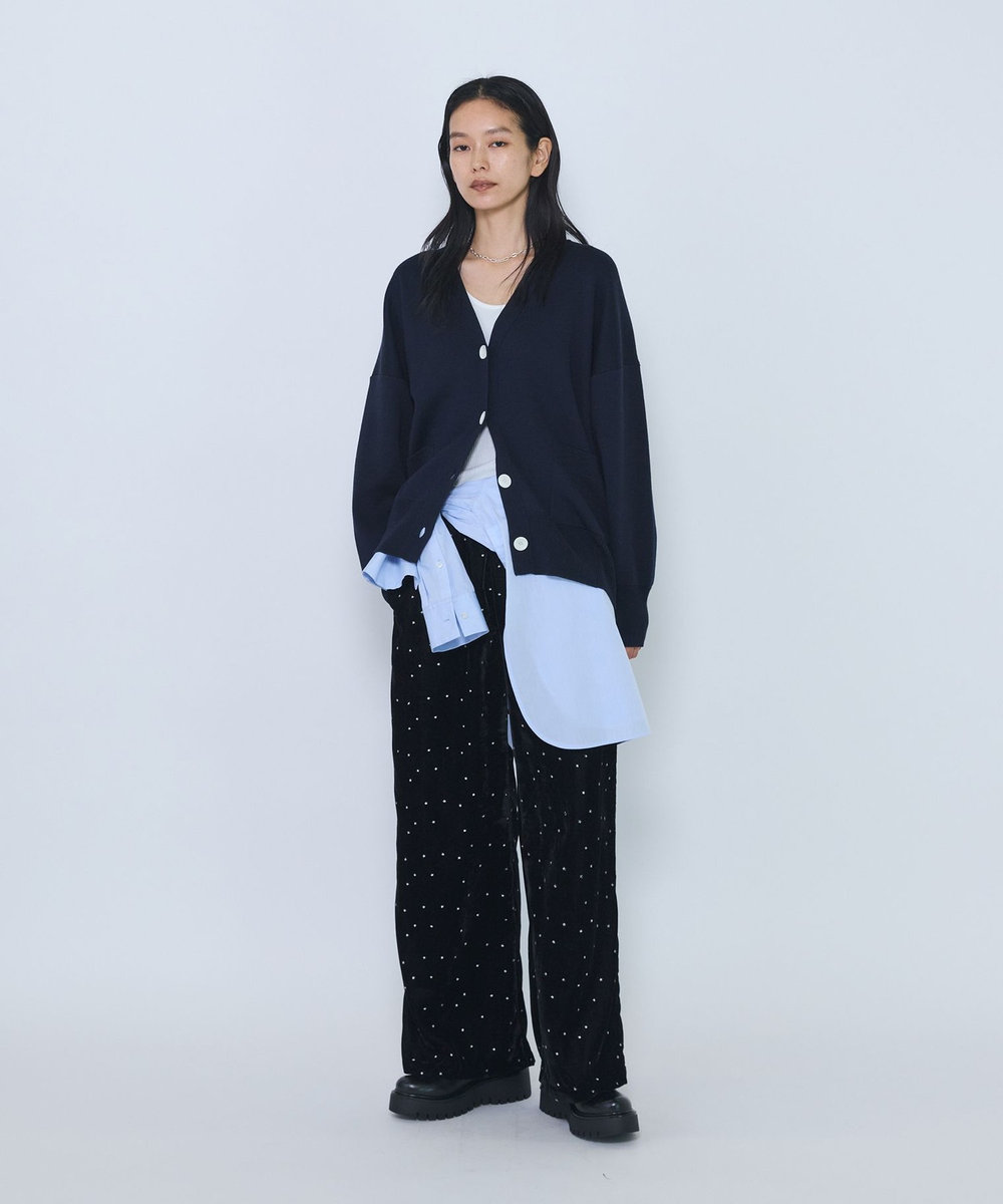 1er Arrondissement ＜COUTURE D'ADAM/クチュール ド アダム＞"Stardust Glitter Velvet Easy Wide Pant"イージーパンツ ブラック