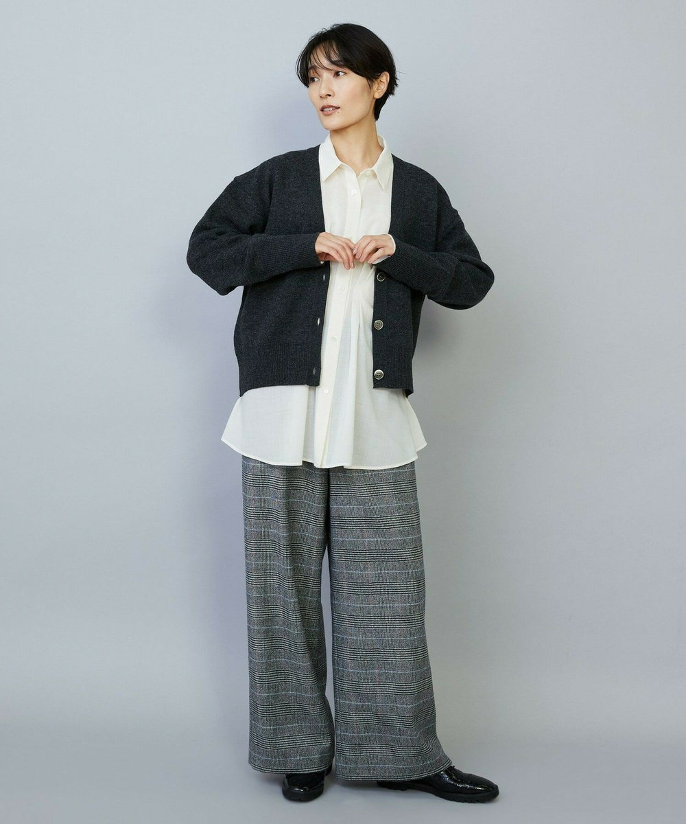 MOGA WOOLEN×AMOSSA Vネック配色カーディガン グレー系その他