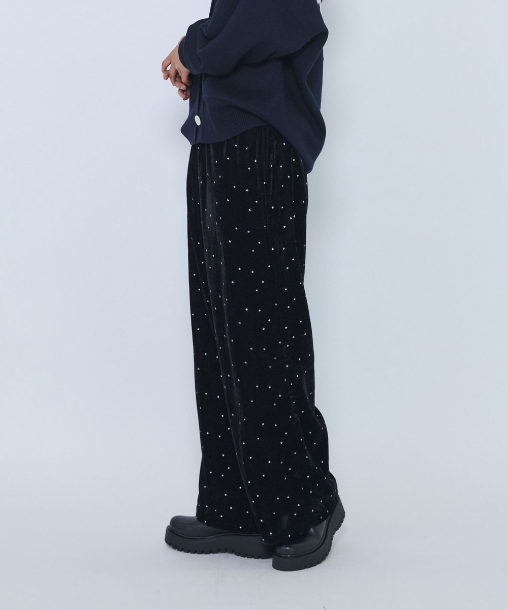 1er Arrondissement ＜COUTURE D'ADAM/クチュール ド アダム＞"Stardust Glitter Velvet Easy Wide Pant"イージーパンツ ブラック