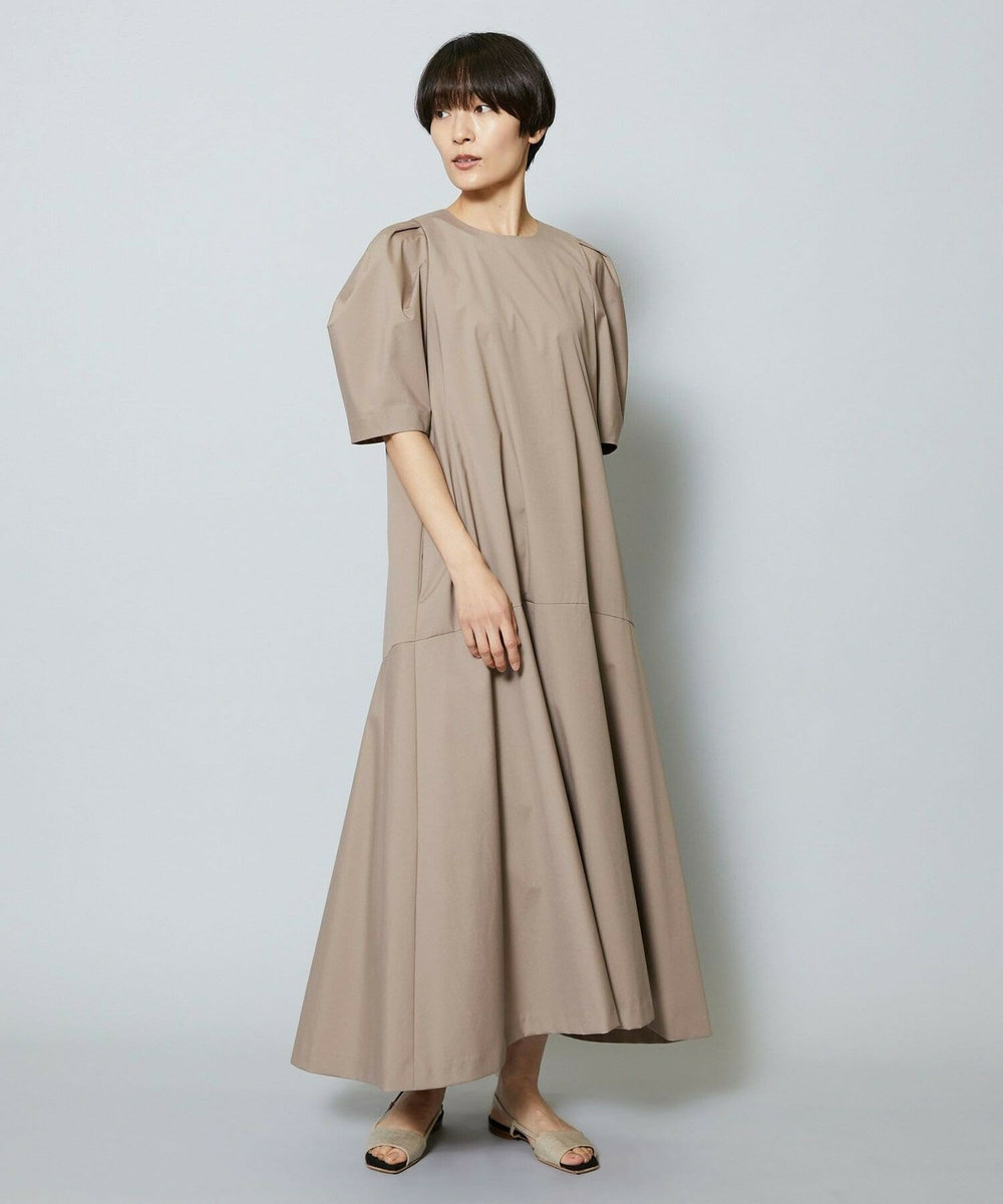 MOGA 雑誌eclat ×スタイリスト池田奈加子コラボ ファンクショナルブロードフレアーワンピース ベージュ