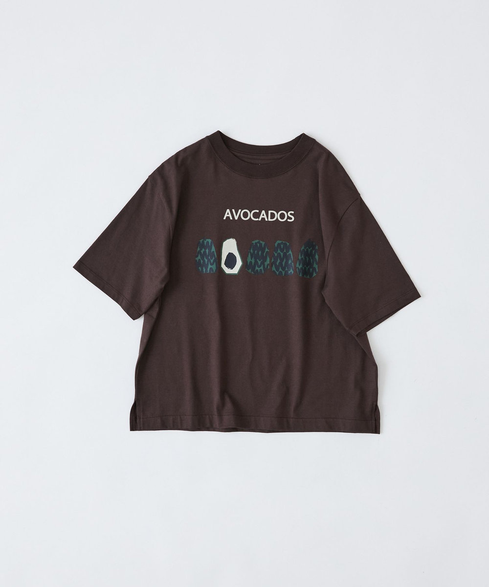 congés payés ADIEU TRISTESSE ベジタブルプリントTシャツ ブラウン