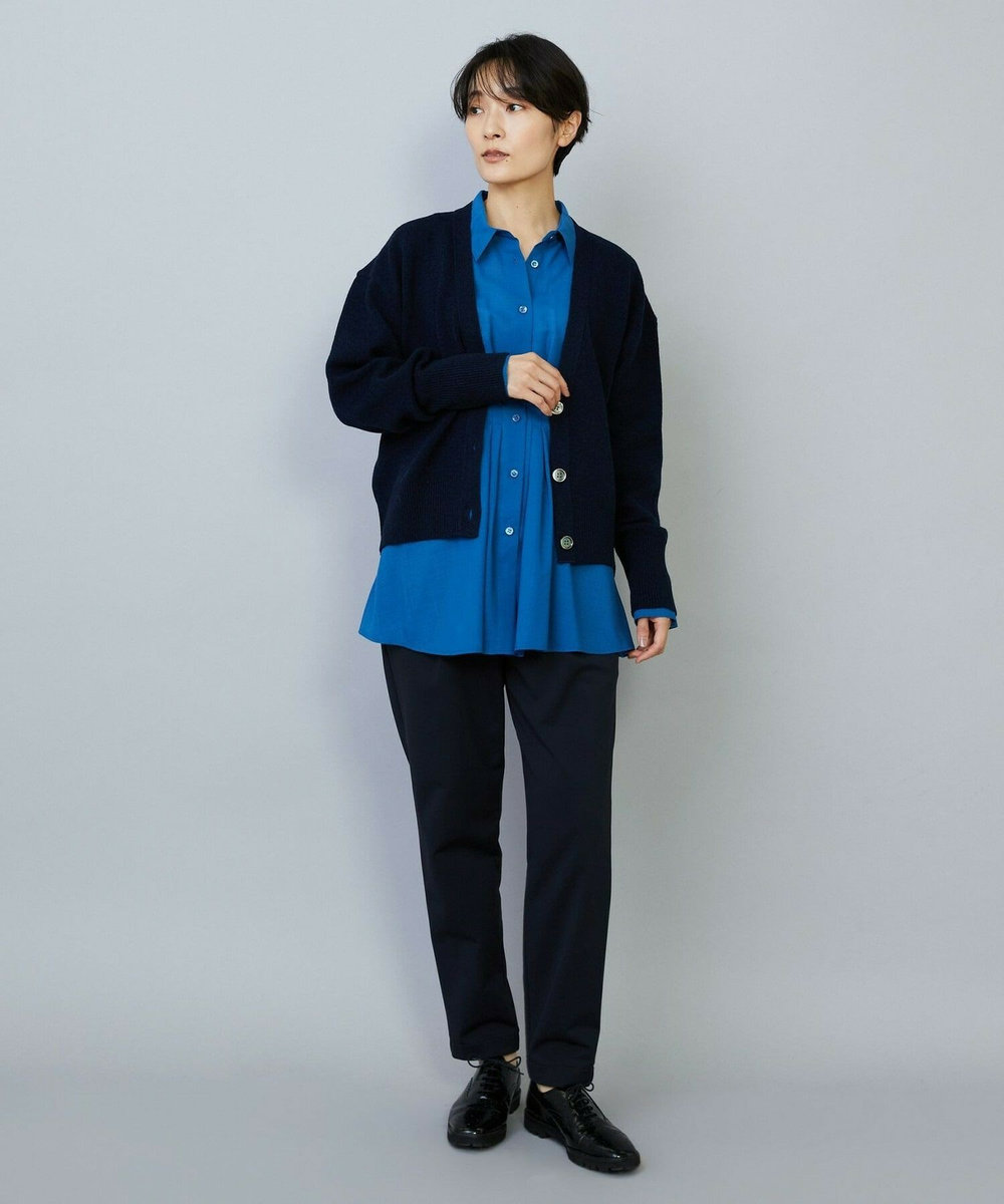 MOGA WOOLEN×AMOSSA Vネック配色カーディガン ブルー系その他