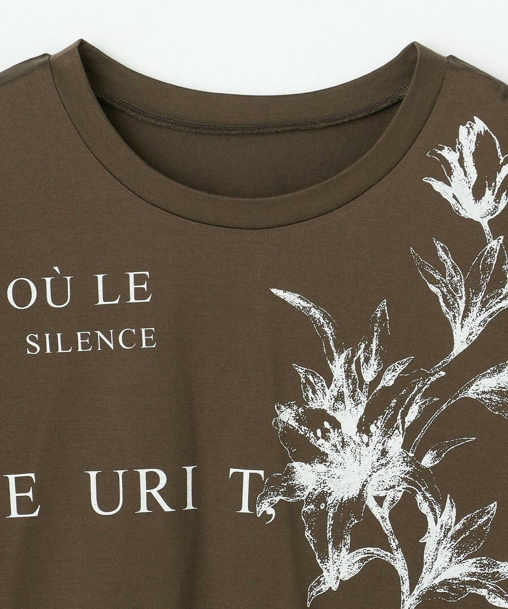 L'EQUIPE Lサイズ（大きいサイズ） 【大きいサイズ】60/2シルケット天竺フラワーロゴプリントTシャツ カーキ