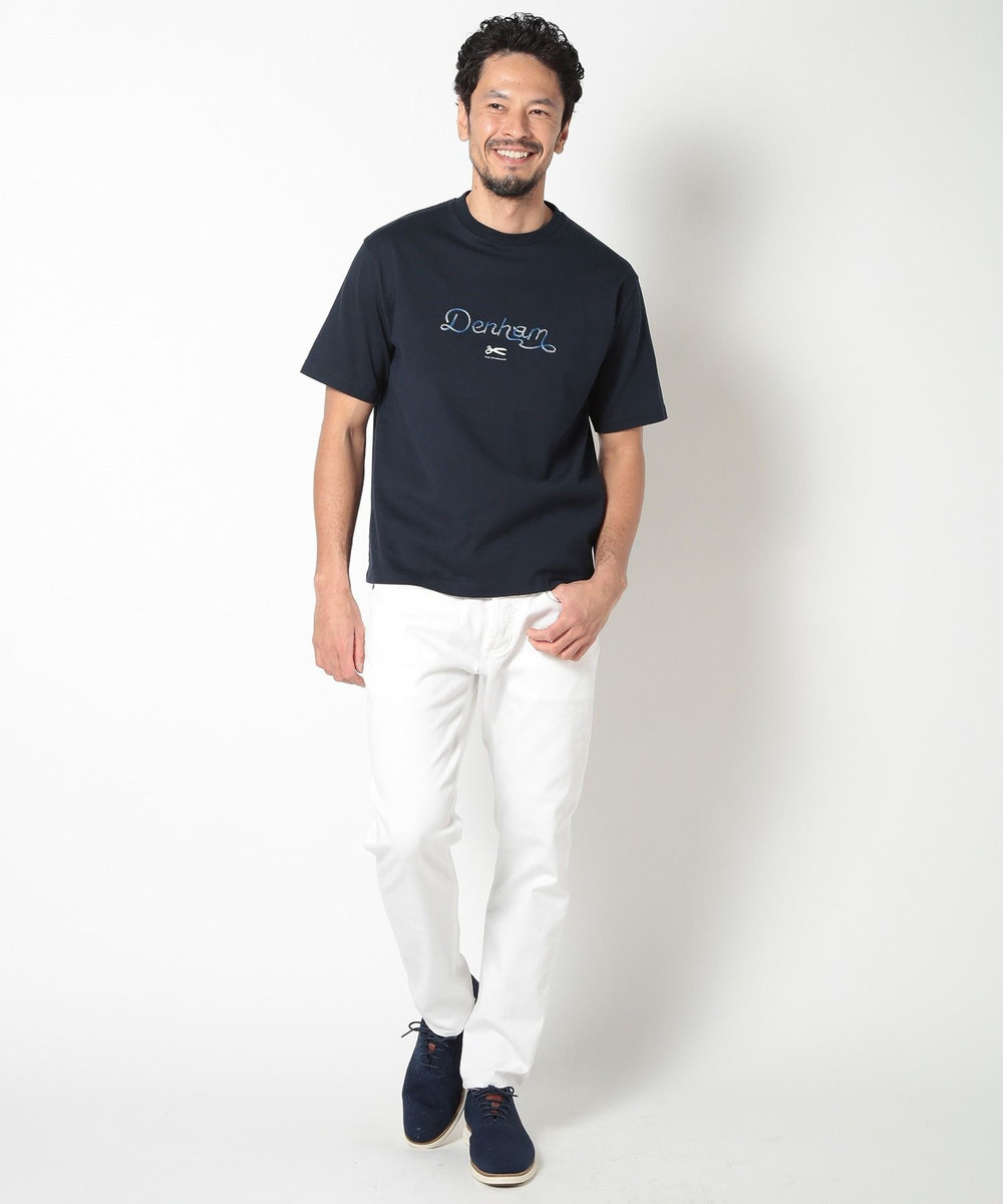 MEN'S BIGI 【DENHAM/デンハム】別注グラデーションロゴ刺繍Tシャツ ネイビー