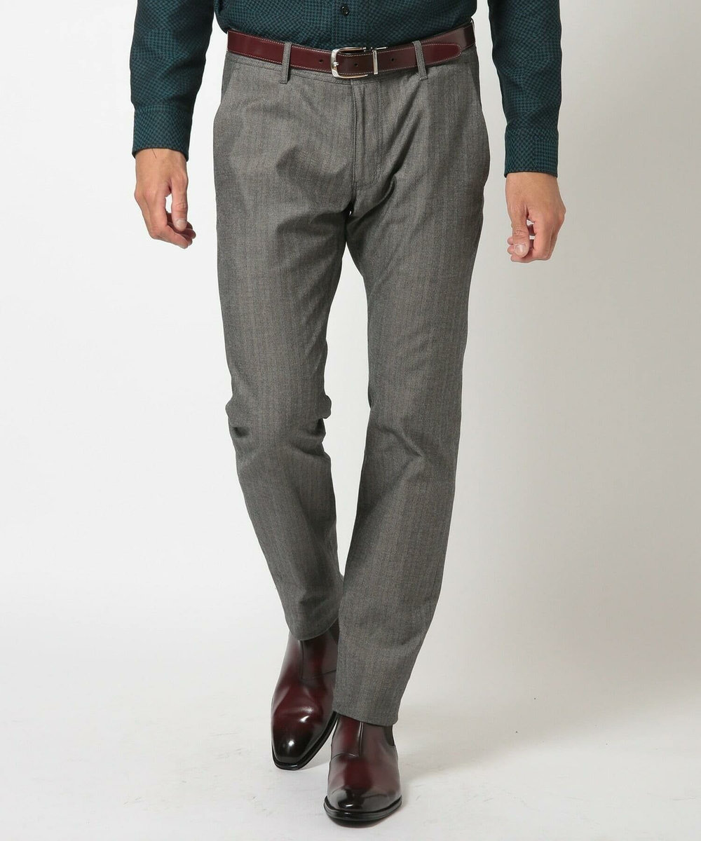 MEN'S BIGI シャドーヘリンボーンストレッチパンツ チャコールグレー