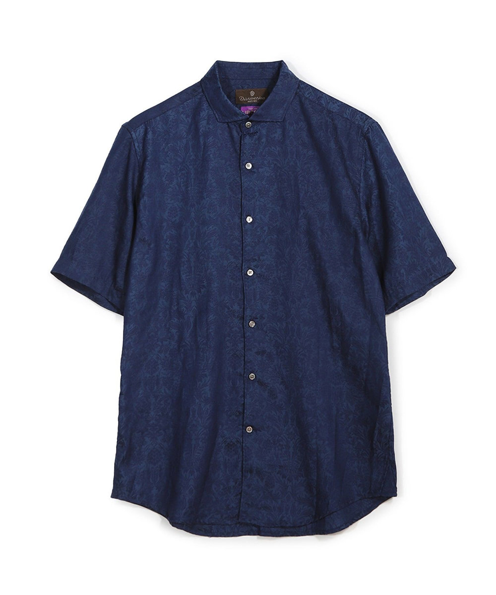 MEN'S BIGI 【LIBERTY/リバティー】フラワージャガードハーフスリーブシャツ ネイビー
