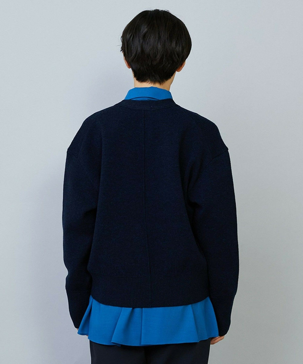 MOGA WOOLEN×AMOSSA Vネック配色カーディガン ブルー系その他