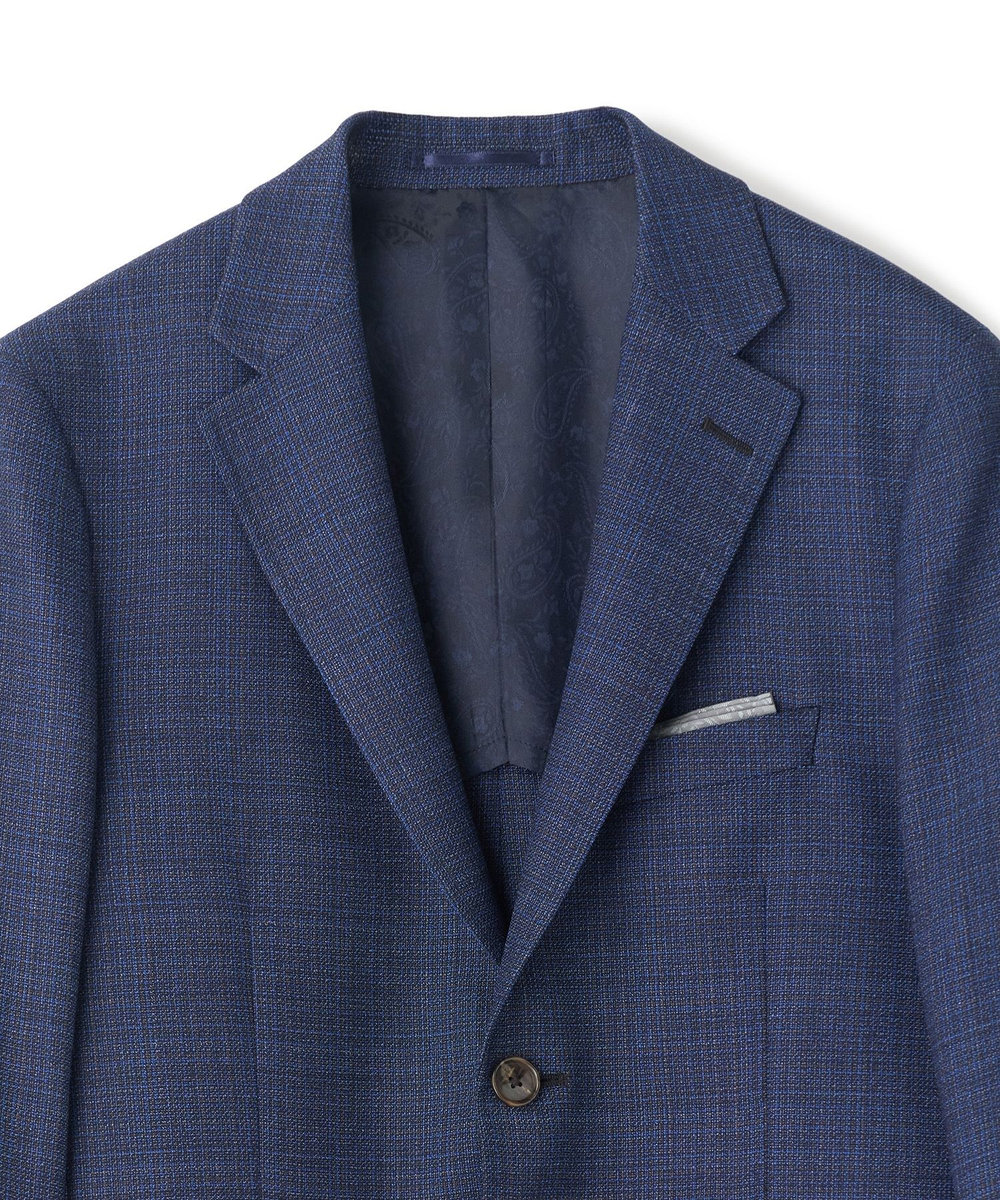 MEN'S BIGI ミックスヤーン/ホップサックテーラードジャケット ネイビー