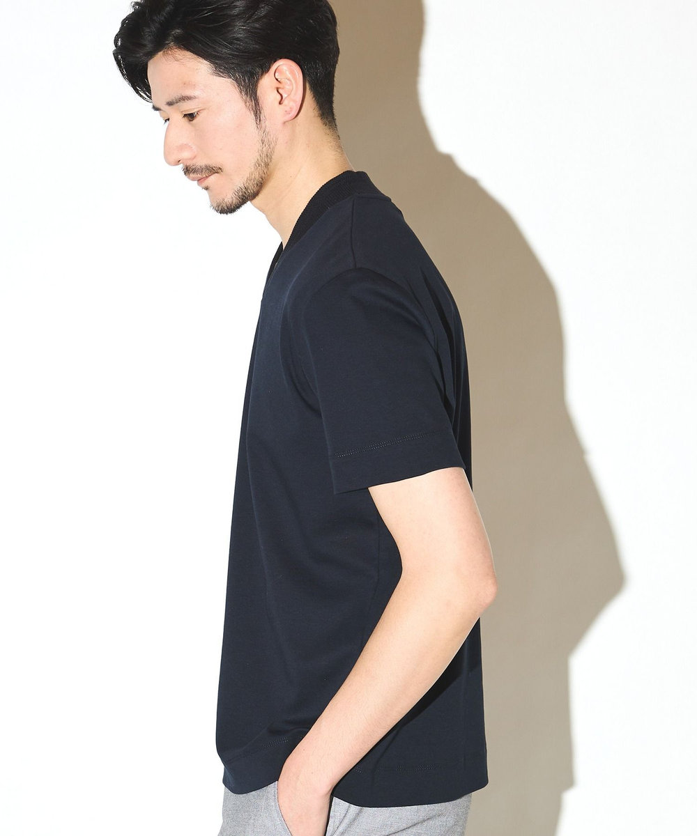 UNION STATION シルケットスムースVネックテーラーTシャツ ネイビー