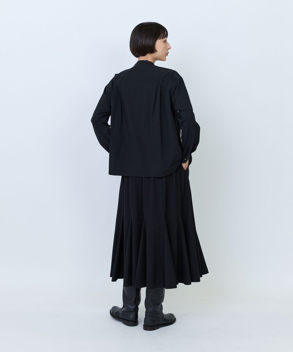 LOISIR コットンローンギャザーディテールブラウス ブラック