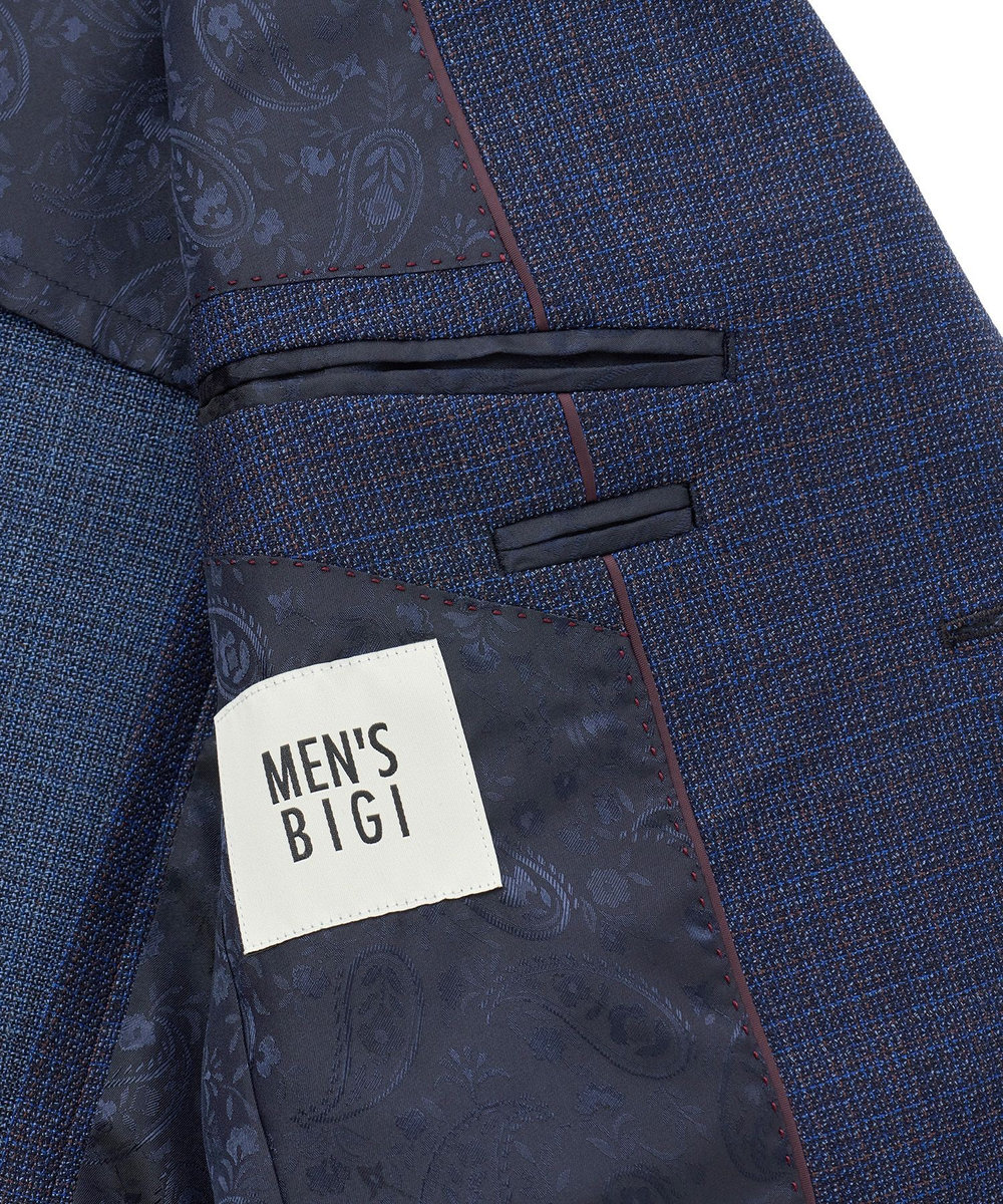 MEN'S BIGI ミックスヤーン/ホップサックテーラードジャケット ネイビー