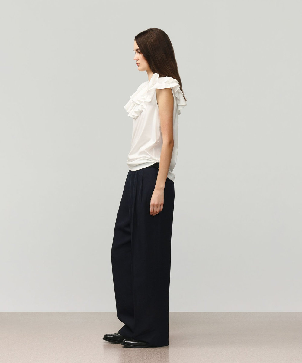 DÉPAREILLÉ COTTON JERSEY RUFFLE TOPS / コットンジャージーラッフルトップス ホワイト
