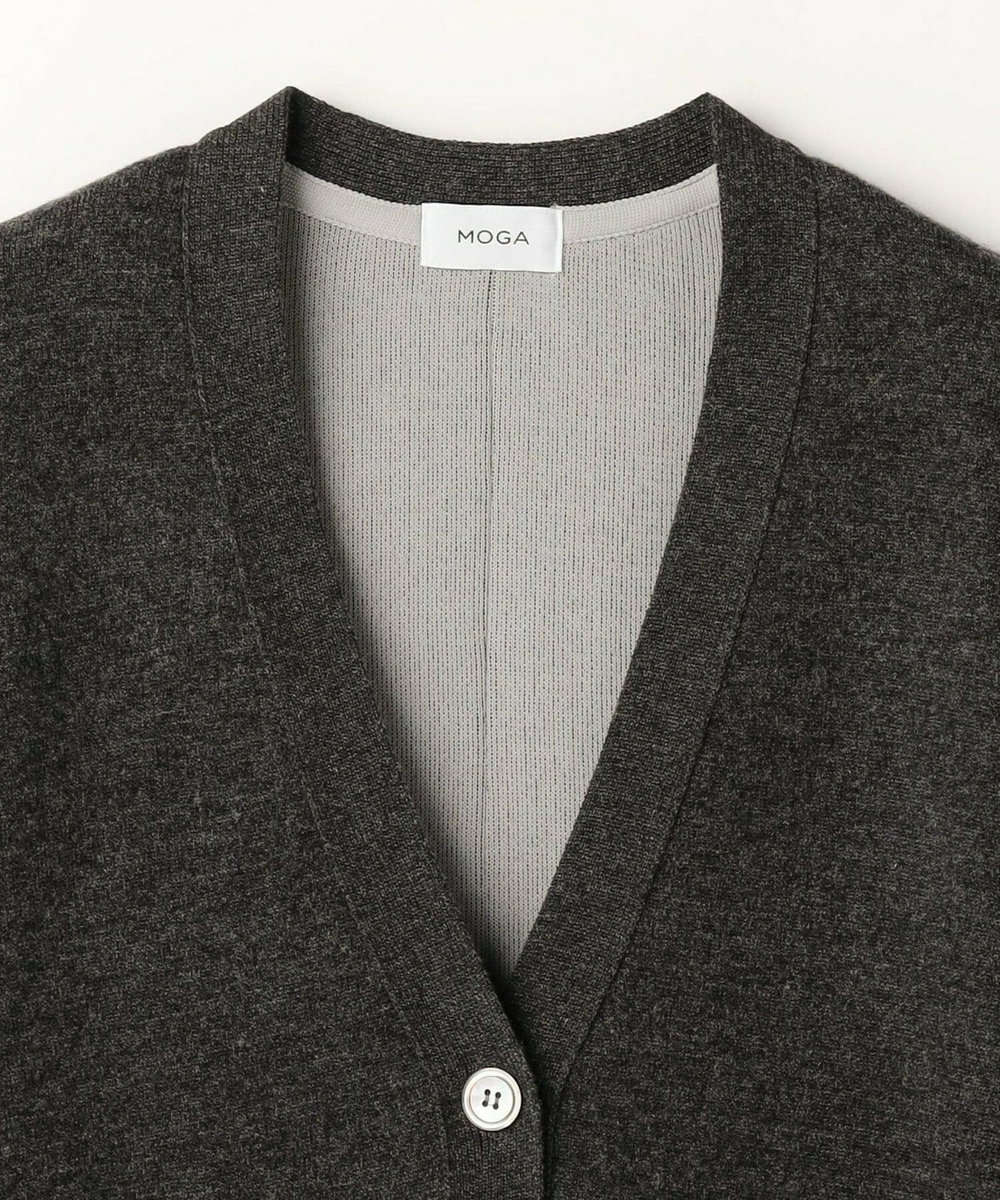MOGA WOOLEN×AMOSSA Vネック配色カーディガン グレー系その他