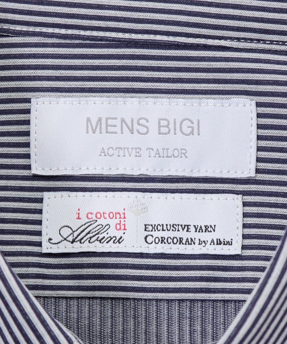 MEN'S BIGI J-CAMICIE ハイゲージジャージドレスシャツ（Albini×RENU）＜ストレッチ＞ ダークネイビー