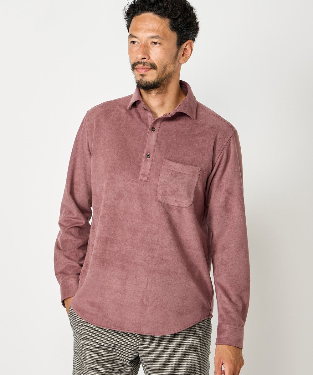 MEN'S BIGI ピケスエードカットシャツ パープル
