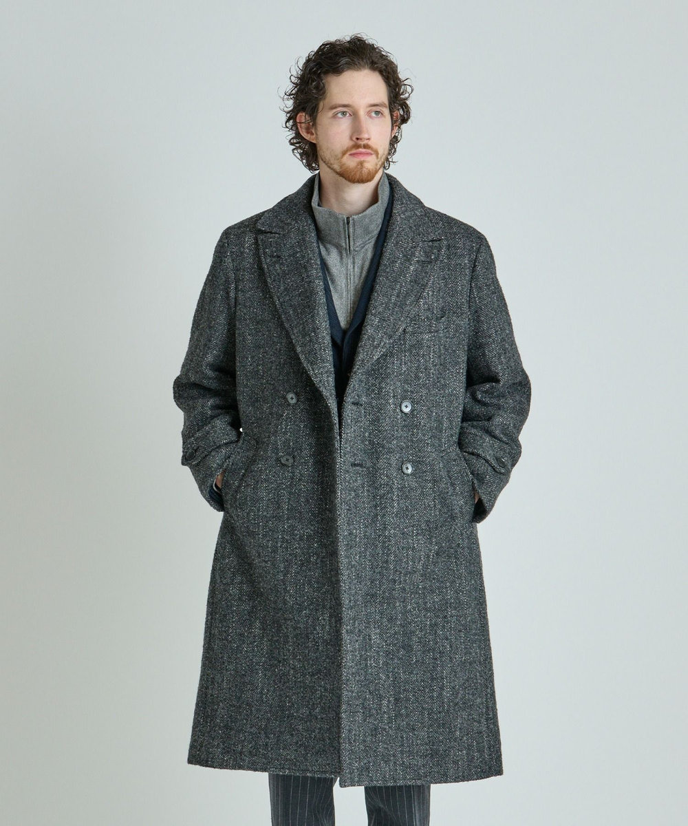 MEN'S BIGI ヴィンテージツイードダブルブレステッドコート グレー