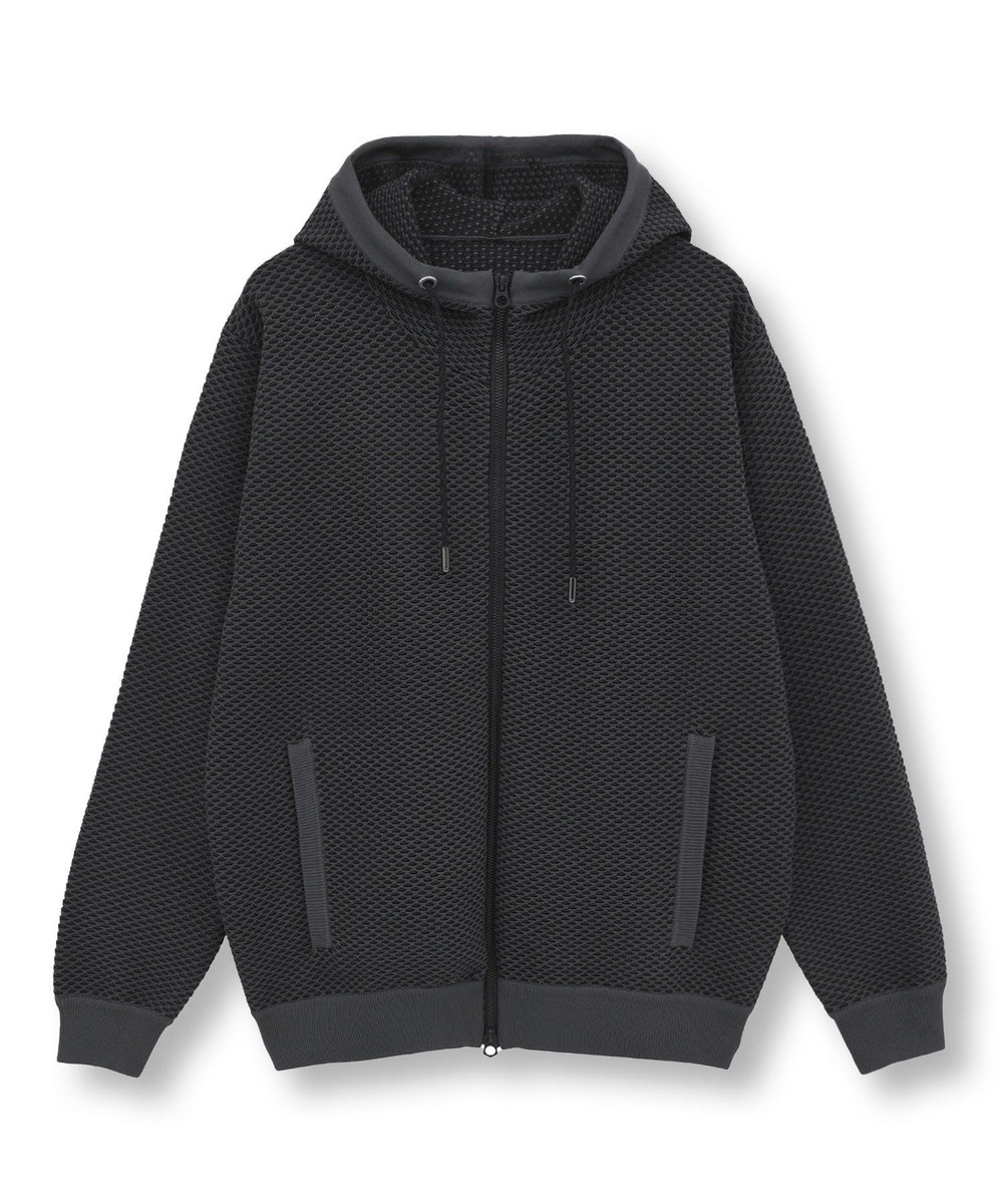 MEN'S BIGI ハニカムニット ジップパーカー ブラック系その他