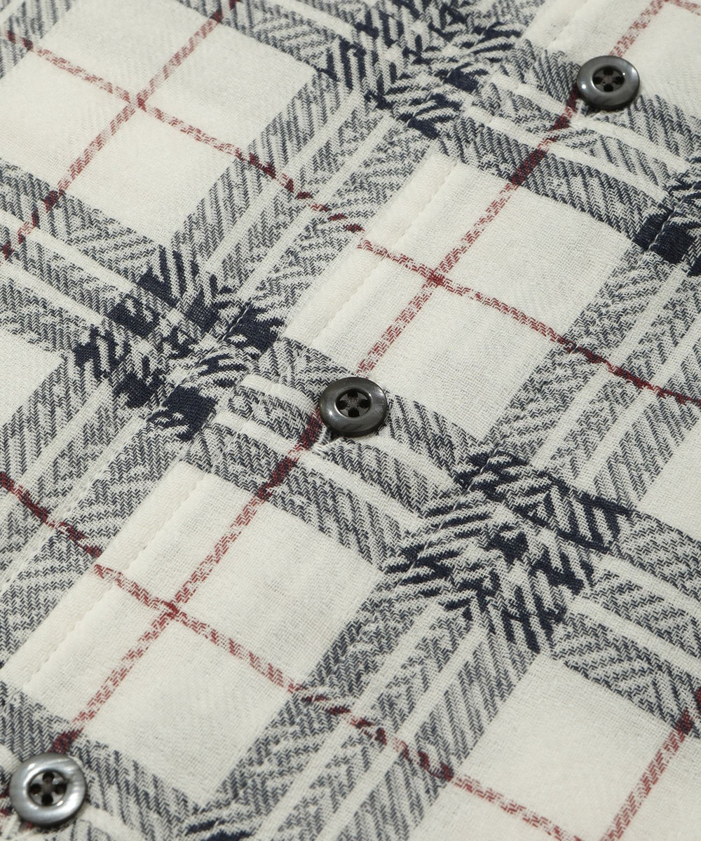 MEN'S BIGI カスレチェックジャガードカッタウェイスキッパーシャツ トリコロール