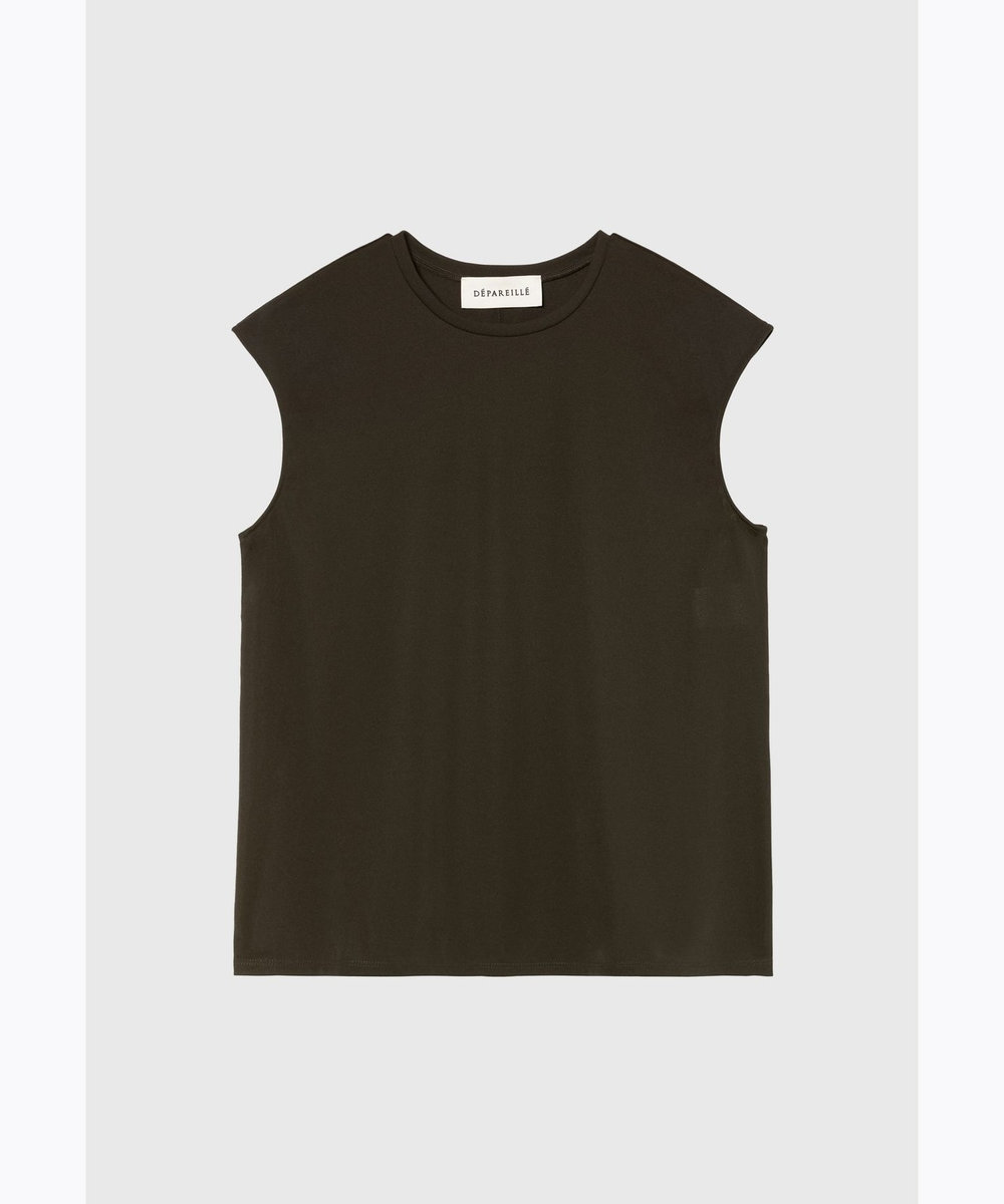 DÉPAREILLÉ TRIACETATE JERSEY SLEEVELESS TOPS / トリアセテートジャージースリーブレストップス ブラウン