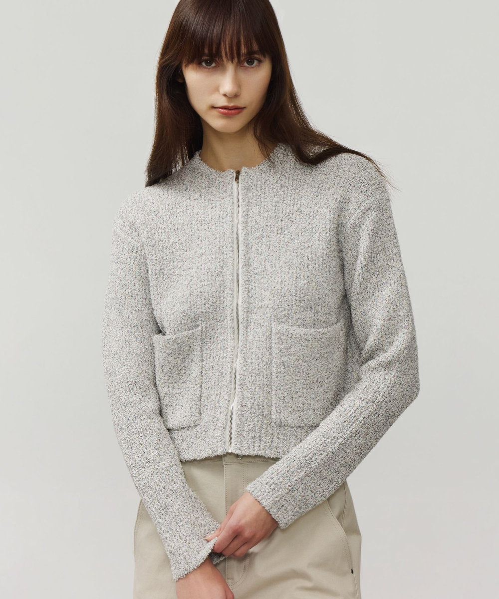 DÉPAREILLÉ TWEED-LIKE KNIT CARDIGAN / ツィードライクニットカーディガン オフホワイト