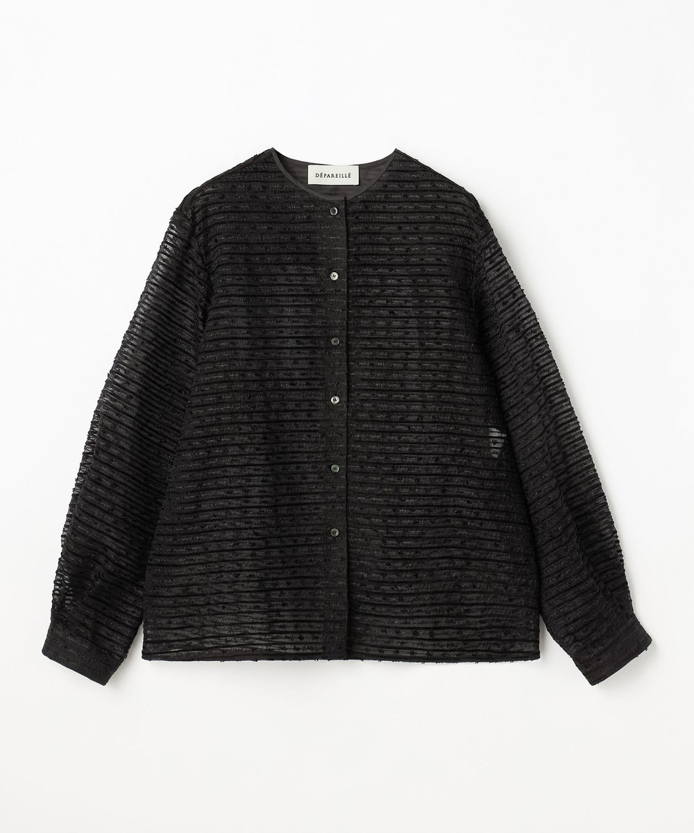 DÉPAREILLÉ MOLE BORDER ORGANDY BLOUSE / モールボーダーオーガンジーブラウス ブラック