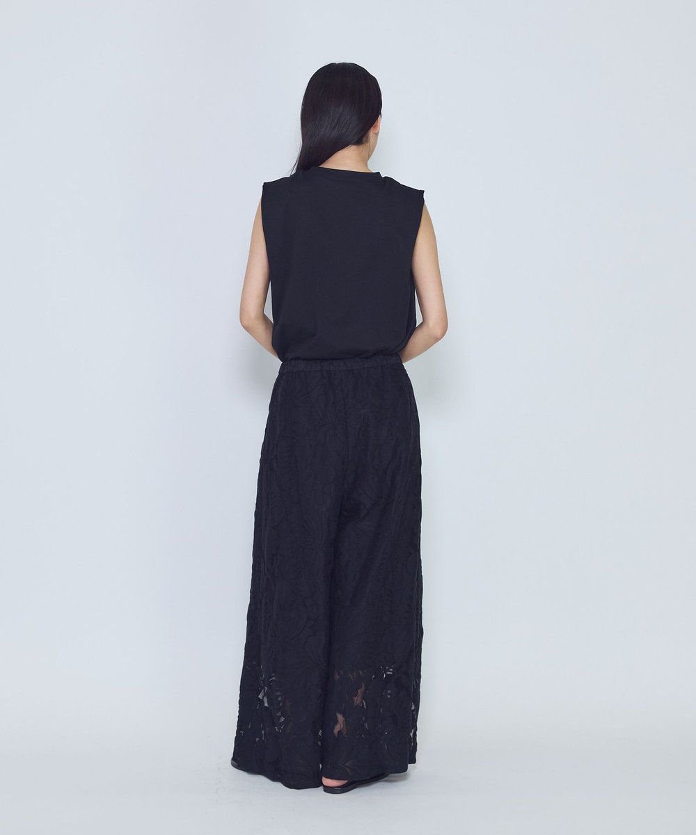 1er Arrondissement フラワーレースワイドパンツ ブラック