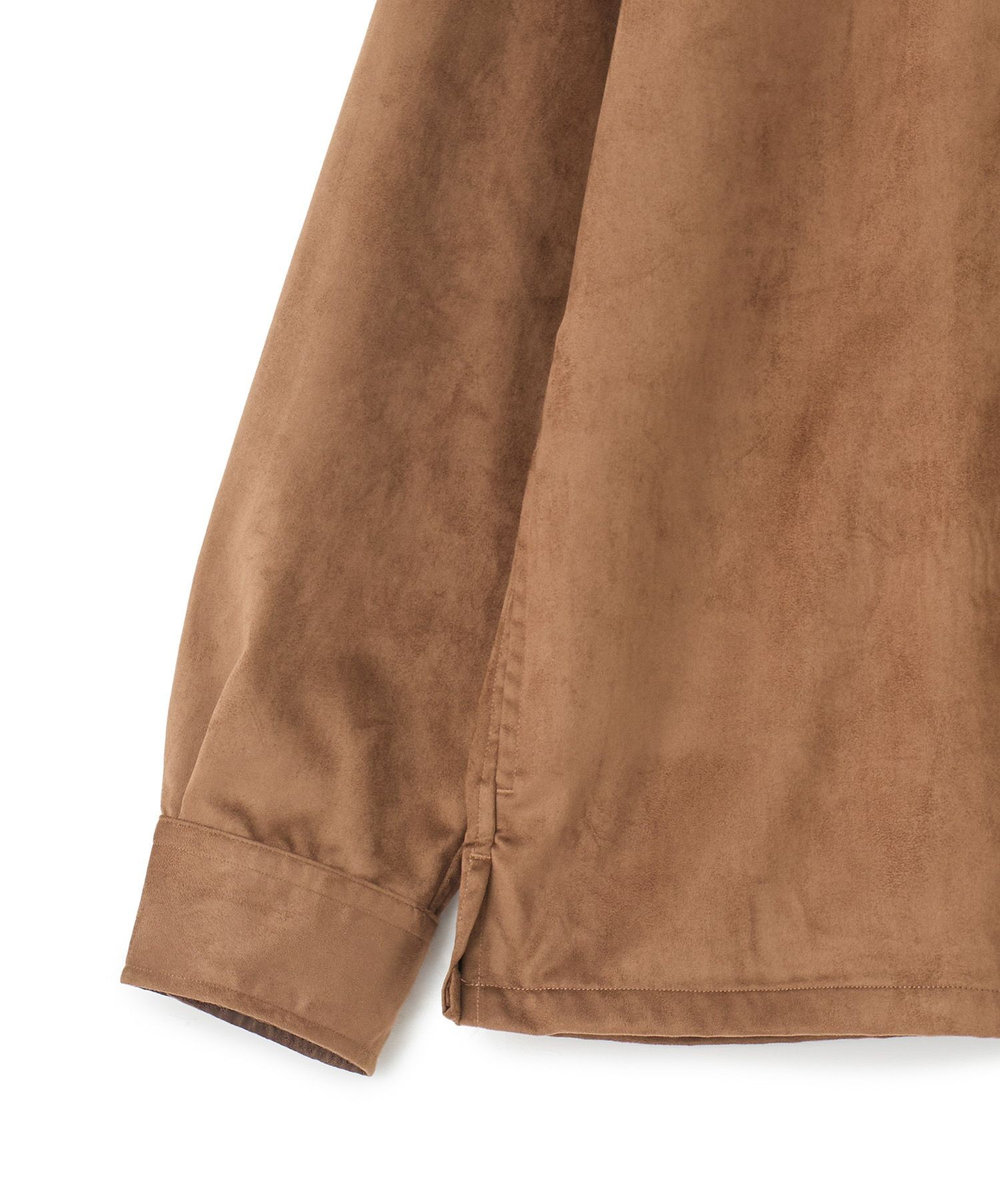 MEN'S BIGI フェイクスエード リラックスフィットシャツ ブラウン
