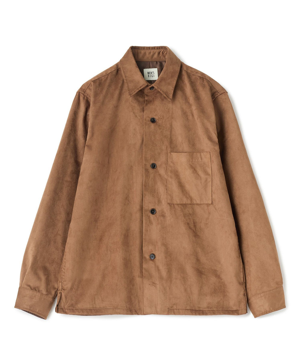 MEN'S BIGI フェイクスエード リラックスフィットシャツ ブラウン