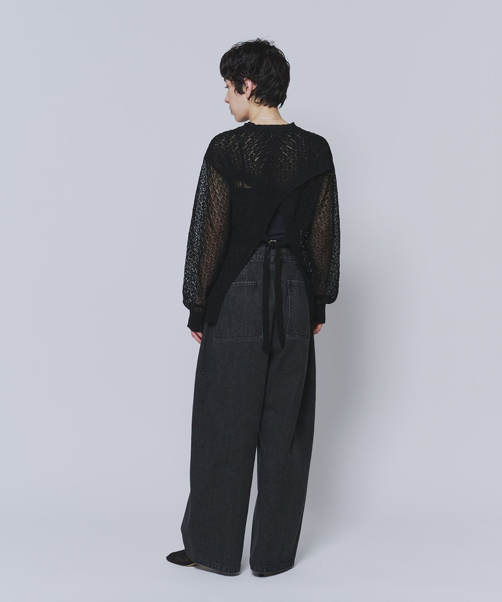 1er Arrondissement ＜NEPLA（ネプラ）＞リーフ編みバックレイヤードプルオーバー ブラック