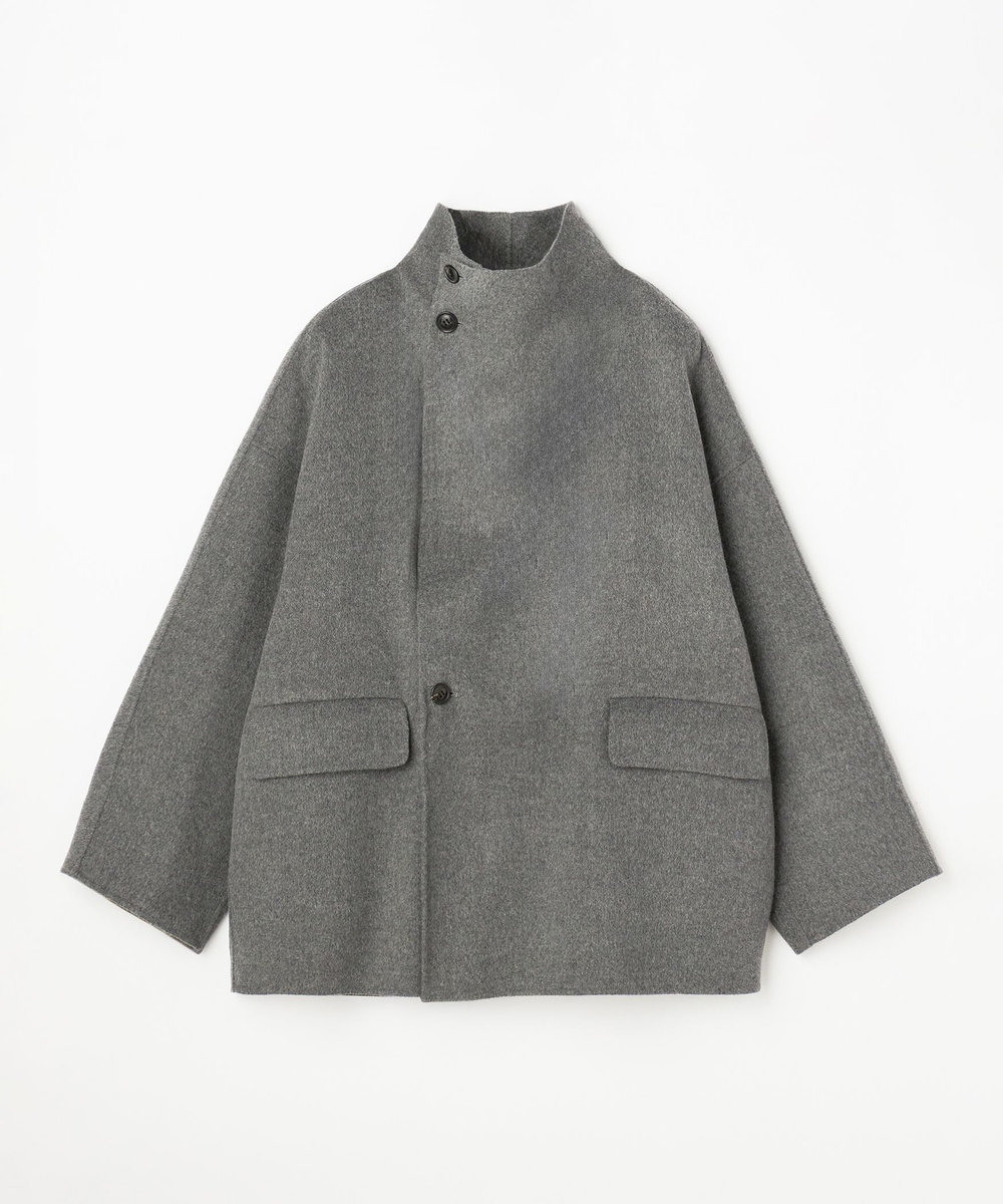 DÉPAREILLÉ DOUBLE FACE BEAVER STAND COLLAR COAT / ダブルフェイスビーバースタンドカラーコート チャコールグレー