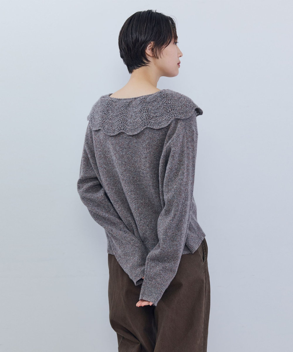 ADIEU TRISTESSE スカラップカラーニットカーディガン グレー系その他
