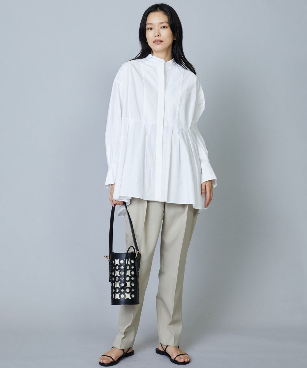 1er Arrondissement ポリエステルウールドスキン タックパンツ ベージュ