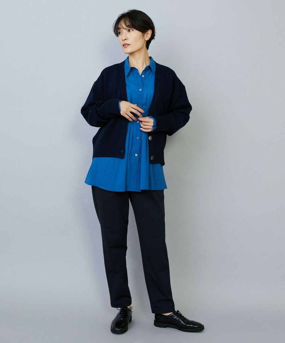 MOGA WOOLEN×AMOSSA Vネック配色カーディガン ブルー系その他