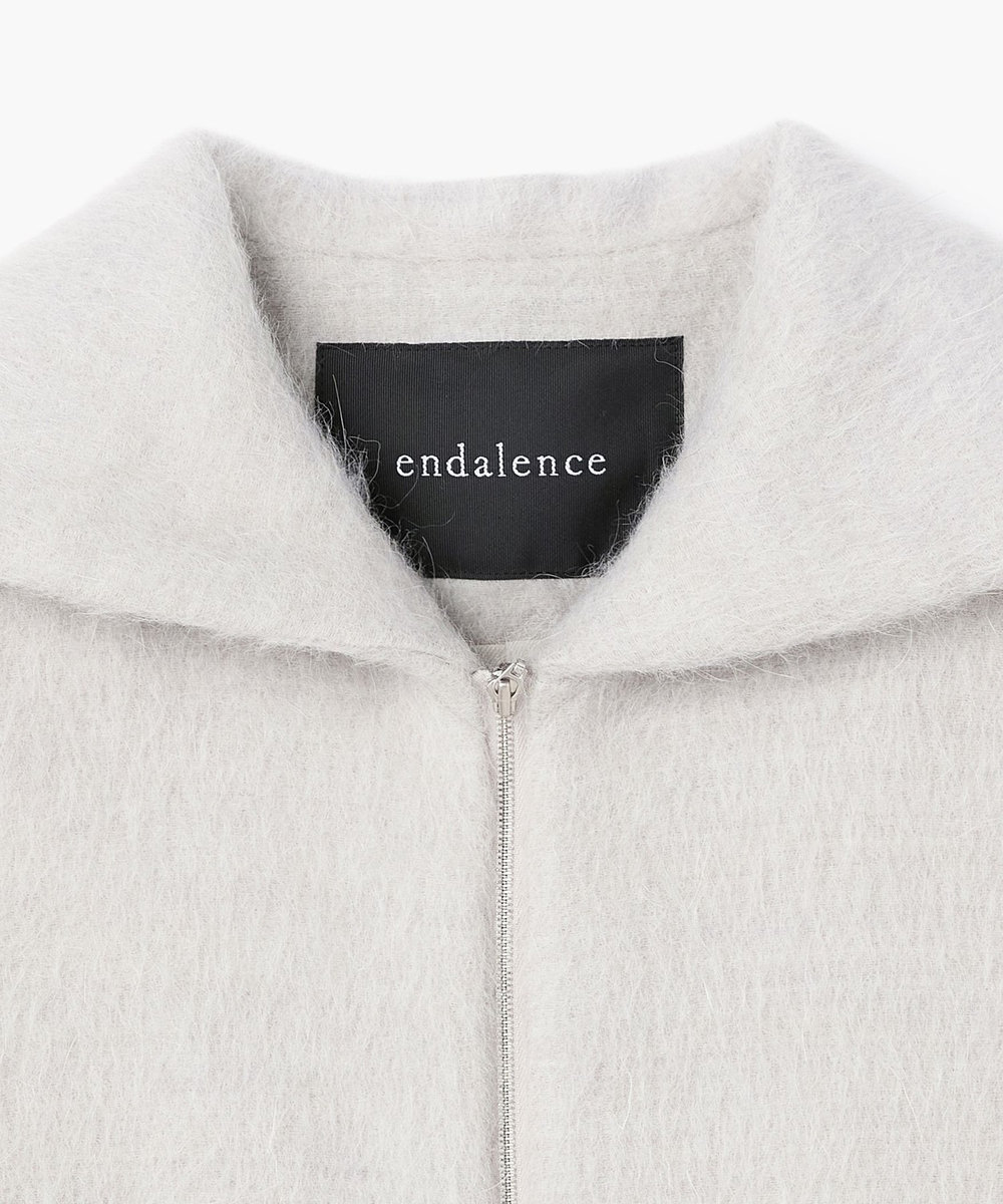 endalence エアリーシャギーセーラーカラーロングジレ グレー