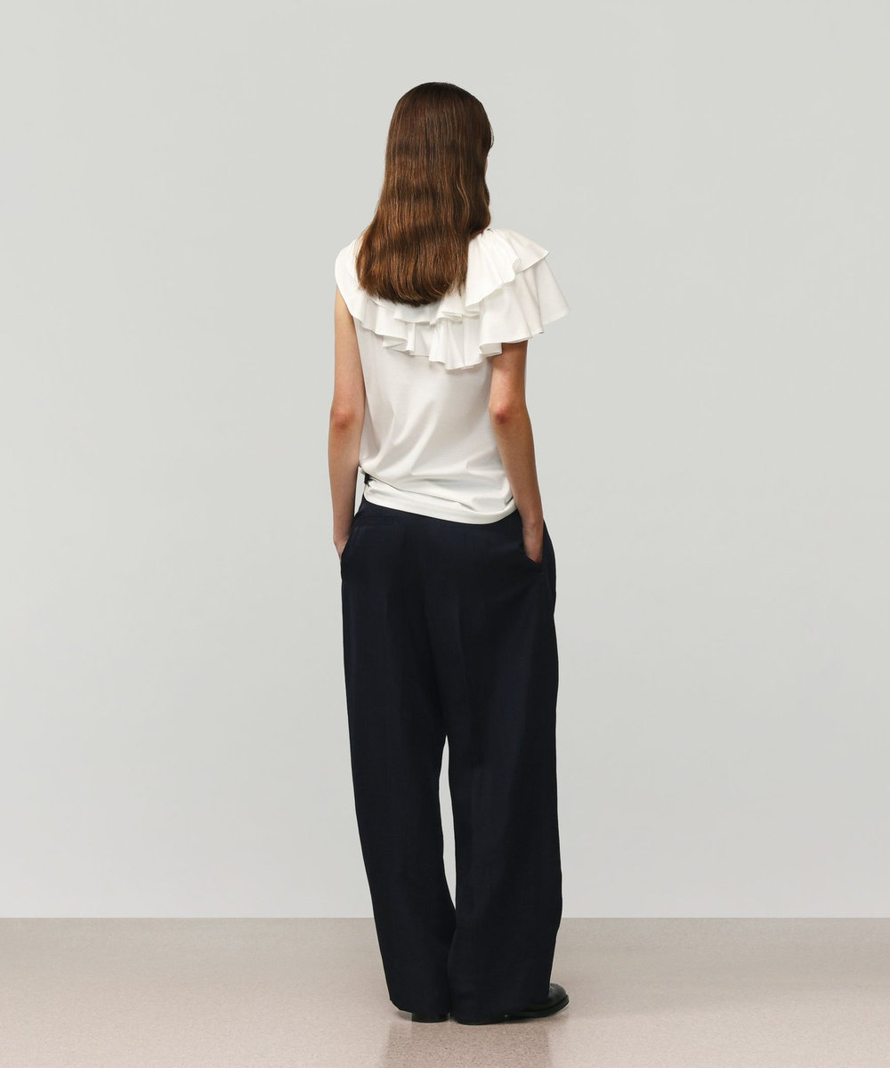 DÉPAREILLÉ COTTON JERSEY RUFFLE TOPS / コットンジャージーラッフルトップス ホワイト