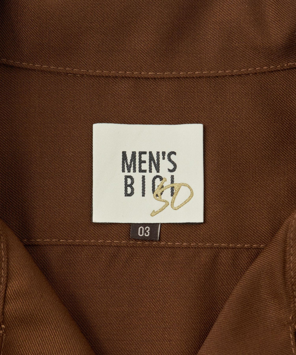 MEN'S BIGI ウールツイル オープンカラーワークシャツ ブラウン