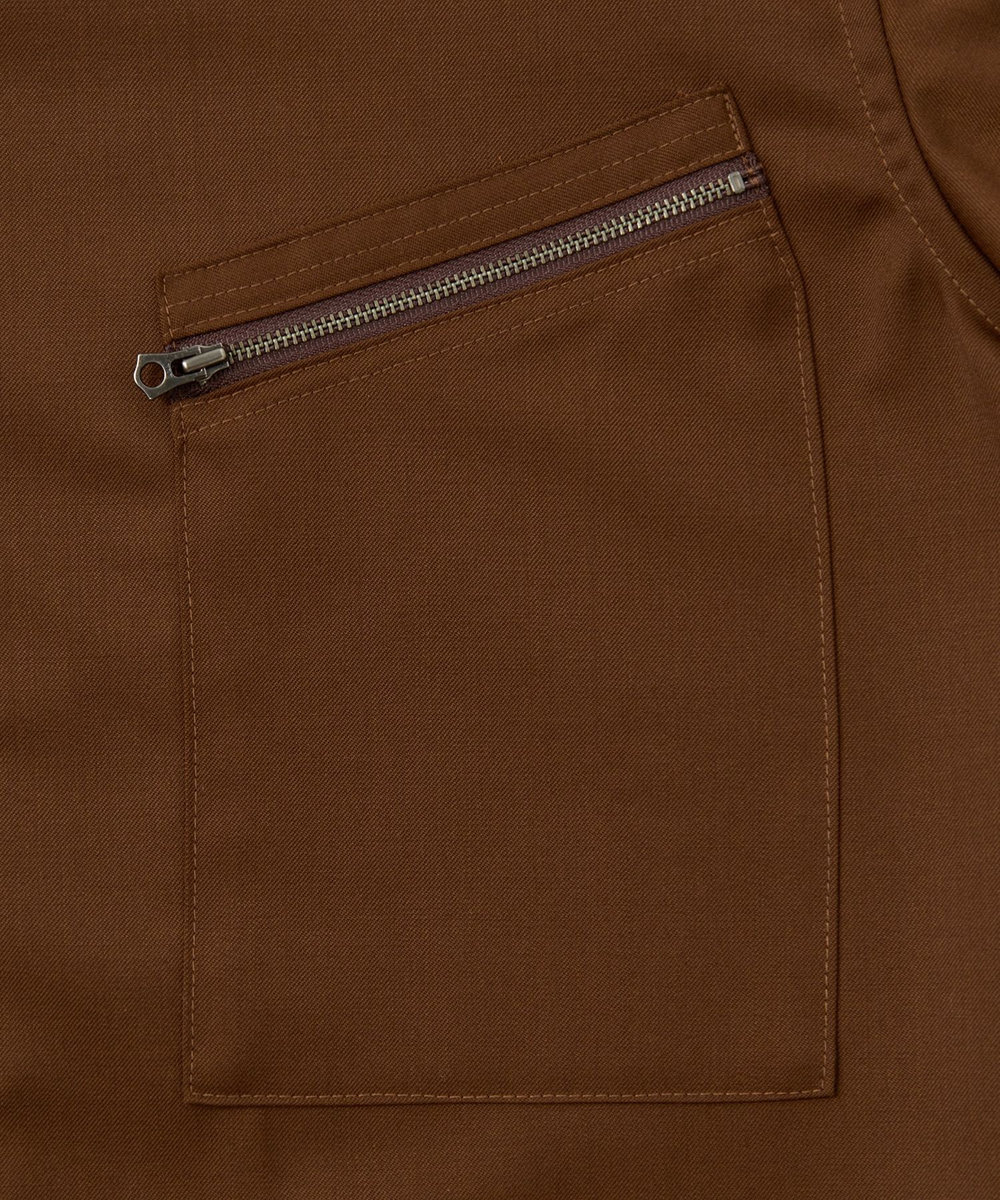 MEN'S BIGI ウールツイル オープンカラーワークシャツ ブラウン
