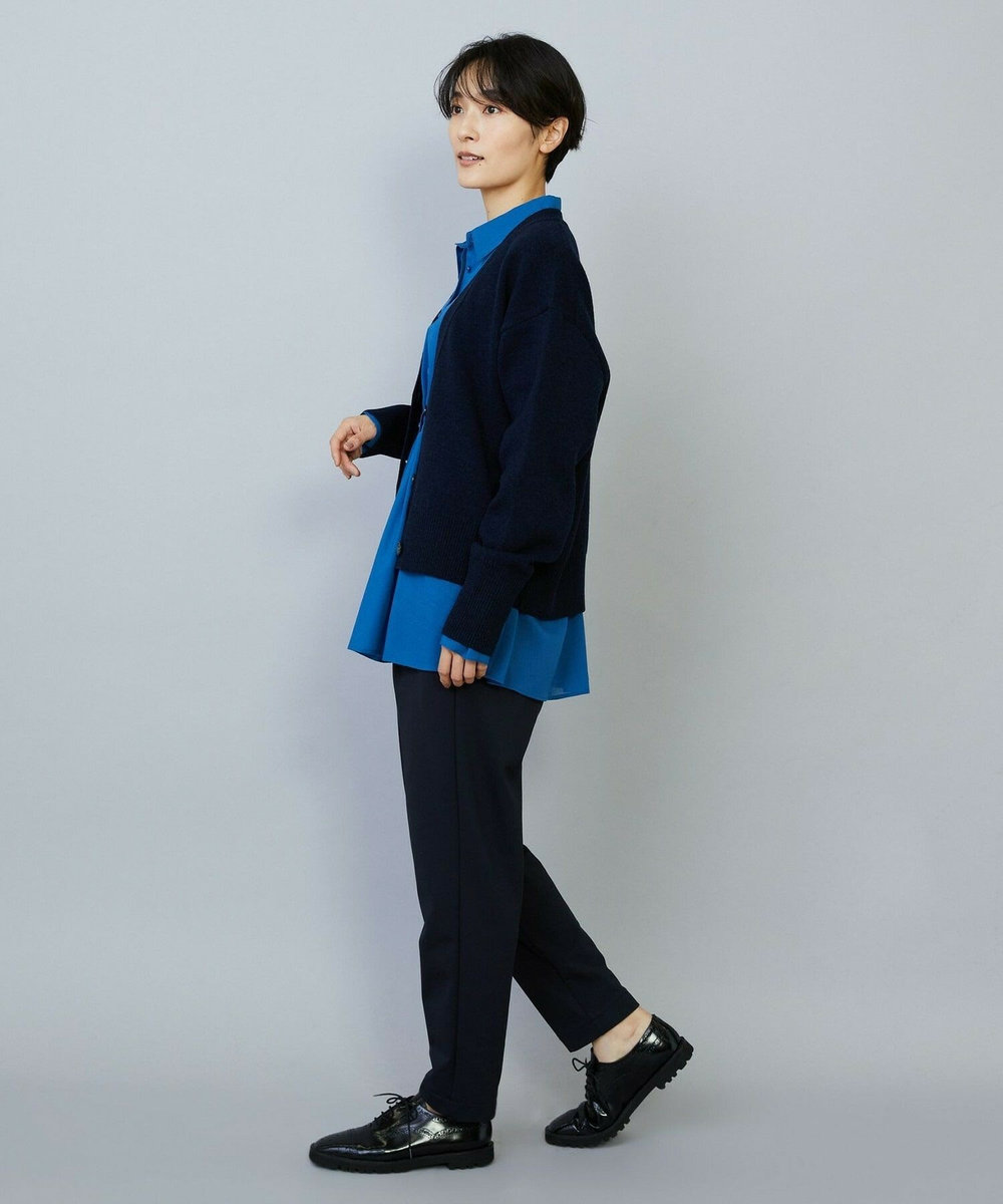 MOGA WOOLEN×AMOSSA Vネック配色カーディガン ブルー系その他